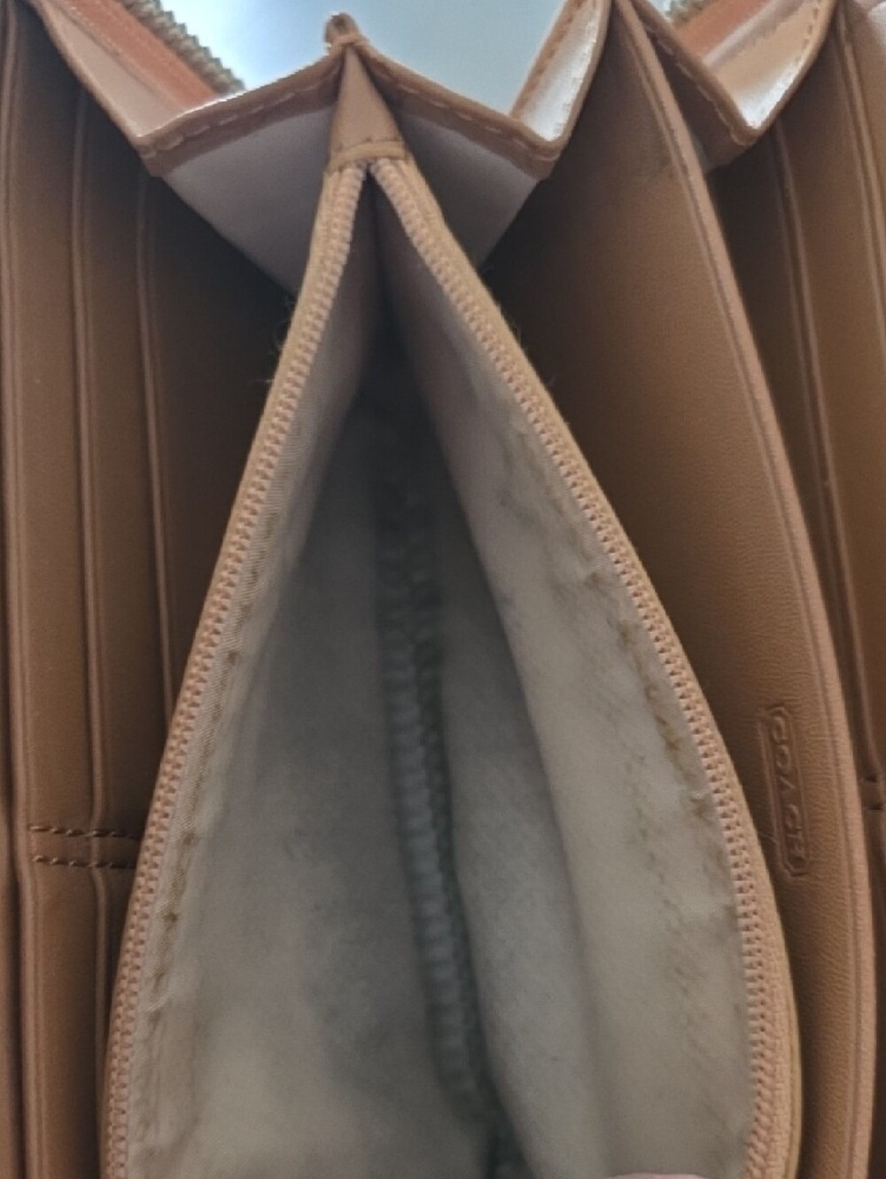 Coach Brown Signature Canvas Zip Wallet with Leather Trim - Picture 9 of 10